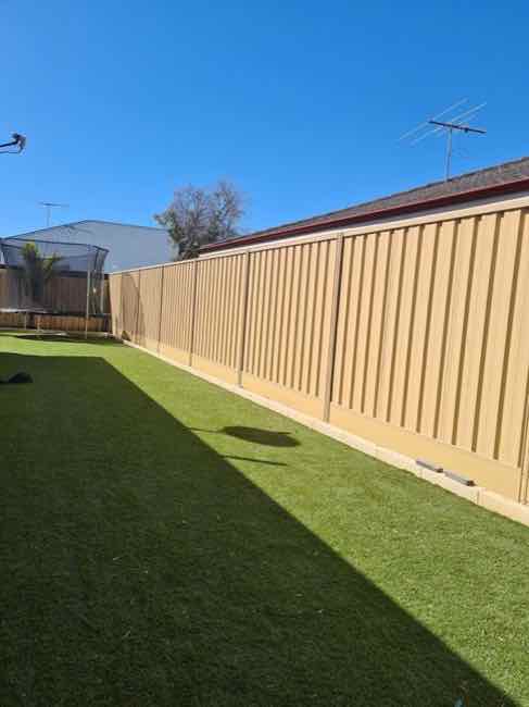 Cream colorbond fence in a Perth backyard