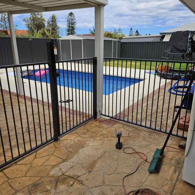 white pool safety fence